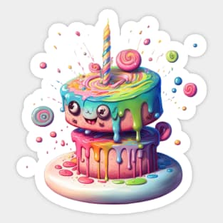 Kawaii Birthday Cake Sticker